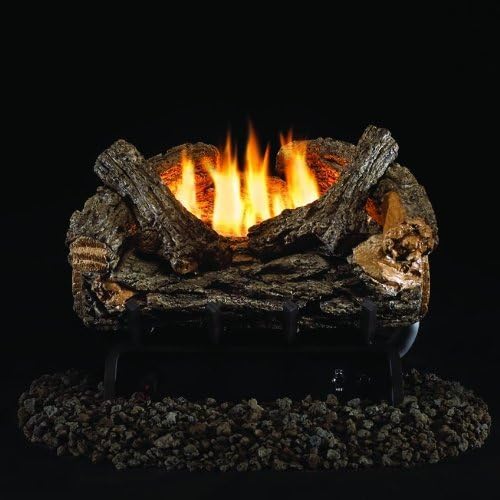 Peterson Real Fyre 16-inch Valley Oak Log Set with Vent-Free Natural Gas Ansi Certified 20,000 Btu G8 Burner - Basic On/Off Remote