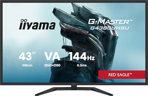 iiyama G-Master G4380UHSU-B2 43 Pulgadas VA, 144Hz, 0.3ms (MPRT), 4K UHD, FreeSync Premium, 2 x HDMI 2.1/DP/USB/USB-C (7.5W), 2 x 7W Altavoces, Control Remoto