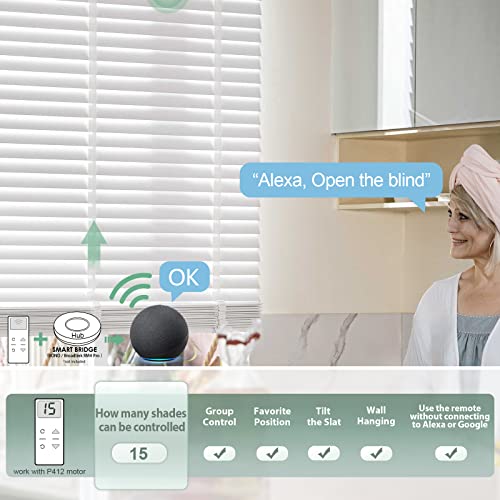 Yoolax Smart Real Wood Blinds, Motorized Wooden Blinds With Remote, Blackout Horizontal Venetian Blinds Cordless For Indoor Windows. 2 Inch Blinds Non-Faux Wood White.custom Size 28-87''W & 24-98''H #TOP1