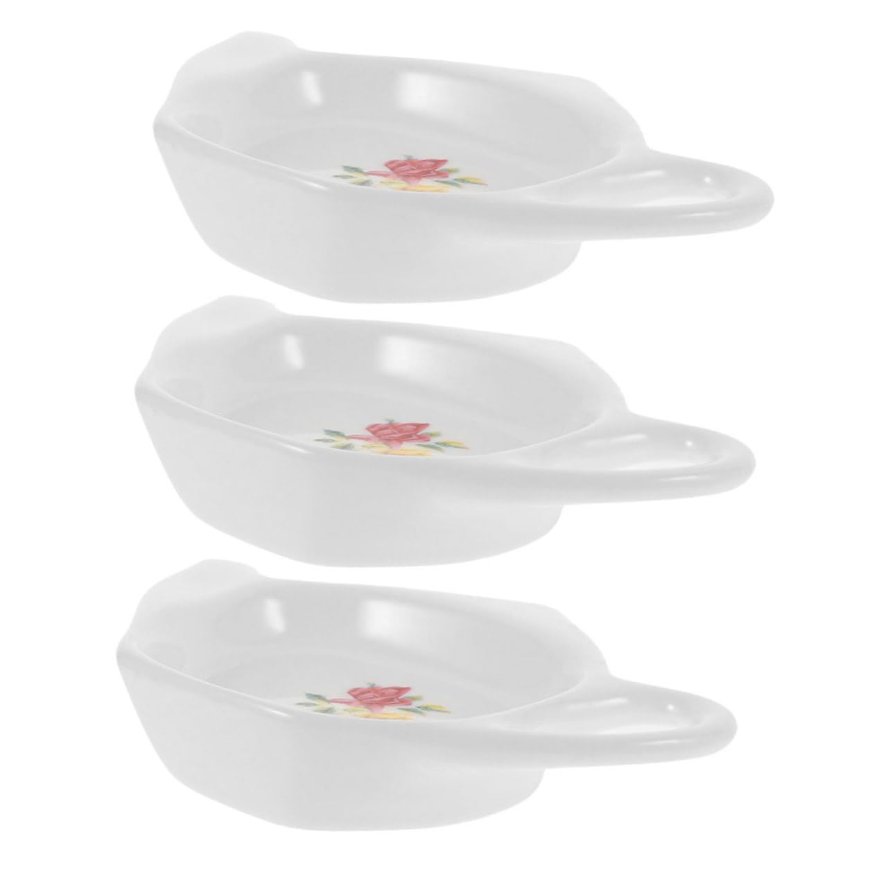 Amosfun 3Pcs Ceramic Tea Bag Dish Holders Decorative Soy Sauce Dipping Bowls for Teabags Seasoning Dessert Smooth Edges Easy to Clean for Home Restaurant Tearoom and Yoga
