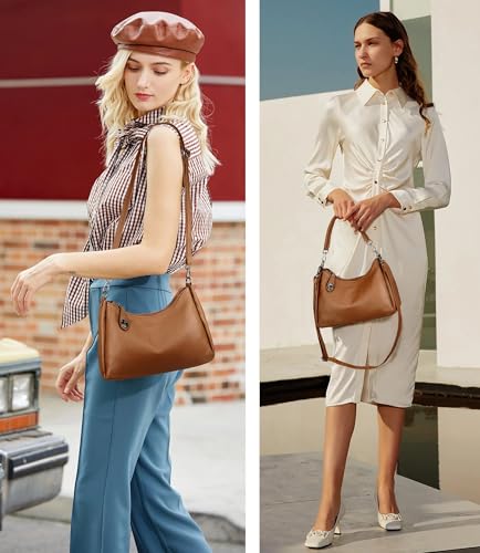 YALUXE Women’s Real Cowhide Leather Shoulder Bag Underarm Handbag Trendy Purse Anti-theft Pocket3