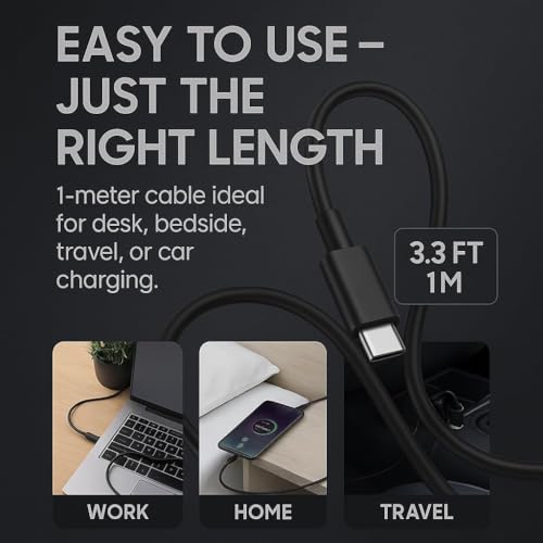 Image of USB C to USB C Charging Cable for Motorola Smartphones, Fast Charge Support & Stable Data Sync Compatible with Moto G, Edge, Tablets & Type C Devices (Free Cable Protector)