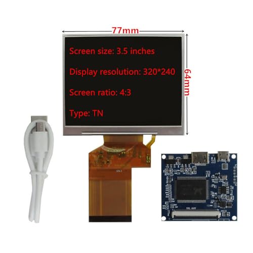 Image of 3.5 Inch 320x240 DIY Portable LCD Monitor Screen with Mini-HDMI Driver Board - Compatible with Raspberry /Orange Pi, PC Secondary Display, Gaming Consoles, Microscopes