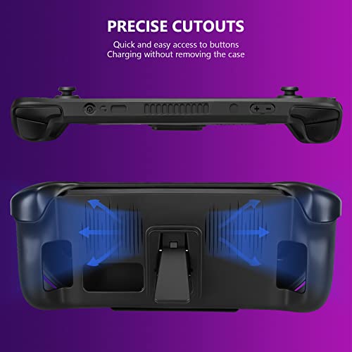 Image of Geekria Kickstand Case Compatible with Steam Deck, TPU Cover Protector with Stand Base, Non-Slip and Anti-Scratch Sleeve (Black)