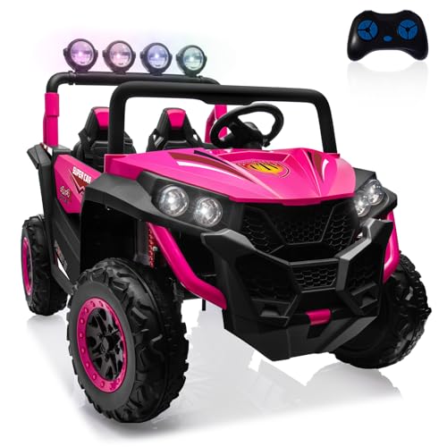OTTARO 2 Seater Ride on Car Truck,24V Electric Vehicle Car for Kids 3-8 Years,200W Motors,4 Shock Absorbers, Music Play,Bright Light, Remote Control(Pink)