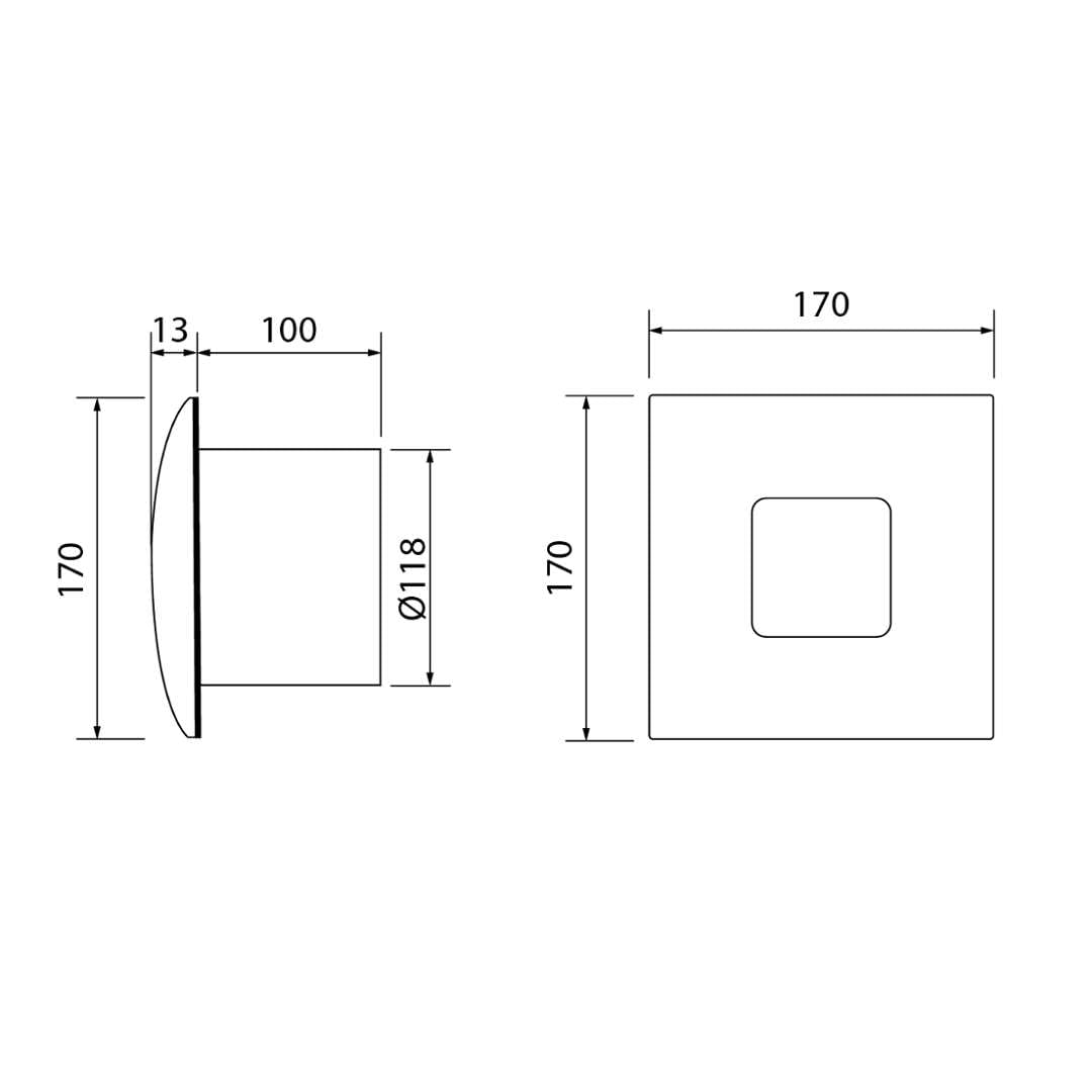 CATA SILENTIS 12 INOX T Acero inoxidable - Ventilador (Acero inoxidable, Techo, Pared, De plástico, 39 dB, 2450 RPM, 190 m³/h)