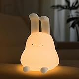 Picture of Myratts Cute Bunny Lamp, Kawaii LED Desk Decor Nightlight with Phone Stand Feature, Super Squishy Silicone Portable Light with Timer, Xmas Birthday Ideal Gifts for Baby Kid Adult
