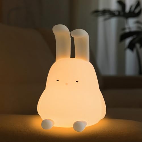 Image of Cute Bunny Lamp, Kawaii LED Desk Decor Nightlight with Phone Stand Feature, Super Squishy Silicone Portable Light with Timer, Xmas Birthday Ideal Gifts for Baby Kid Adult