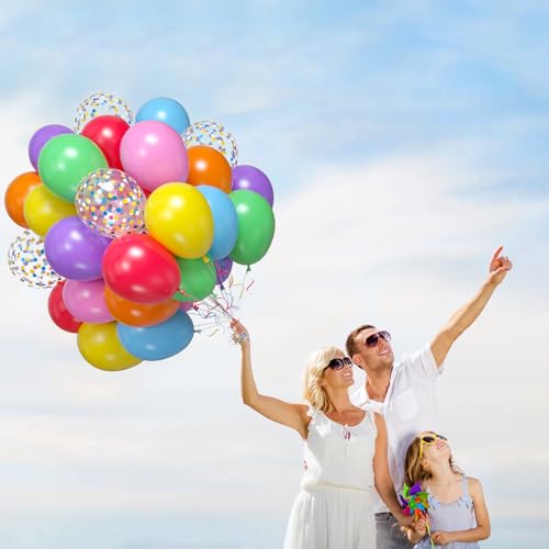 Image of Red Yellow Blue Green Balloons, Rainbow Colorful Birthday Balloons