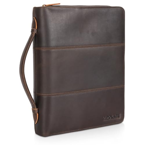 Polare Full Grain Leather Bible Case Book Protective Holder Bible Cover Church Bag Christian Religious Carrying Organizer Portfolio for Men