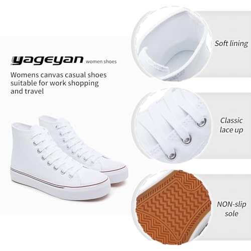 Image of yageyan Womens High Top Canvas Sneakers Lace up Fashion Shoes for Women Casual Classic