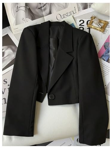 SHENHE Women's Cropped Blazer Business Casual Lapel Collar Button Open Front Suit Jacket4