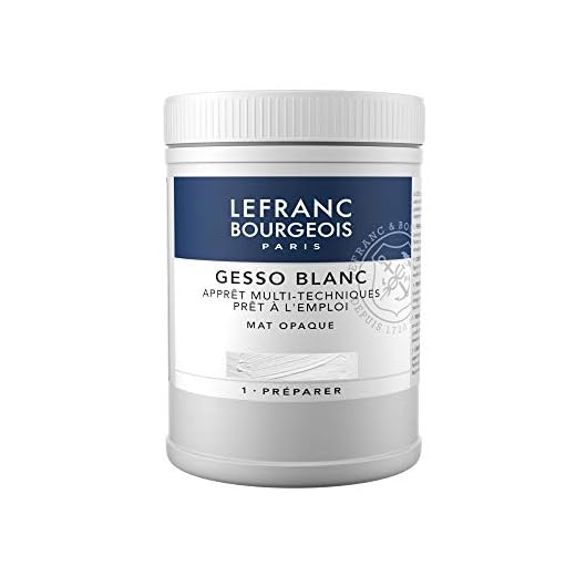 Lefranc & Bourgeois 300658 Gesso, Blanco, universalgrundierung para colores acrílicos, listo para usar, mate opaco, opaco, para Lienzo, papel, piedra, madera, Yeso, 500 ml olla