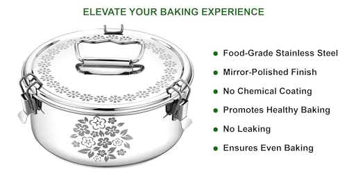 Stainless Steel Flanera (Laser Design), 7.5 x 7.5 x 3.5 Inches Flan Pan, Capacity 63 fl. oz, Compatible with Instant Pot 6qt, Molde Para Flan