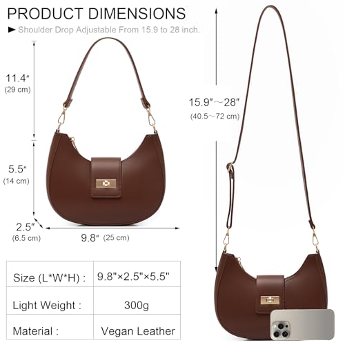 NIUEIMEE ZHOU Crescent Shoulder Bag for Women Retro Vegan Leather Crossbody Bags Tote HandBag Underarm Purses4