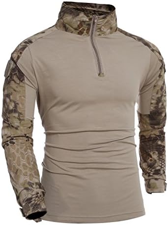 Sanpianyekeji Men's Combat T-Shirt Military Snake Rapid Assault Sleeve Slim Fit Long Sleeve Army (Medium, Khaki Snake)
