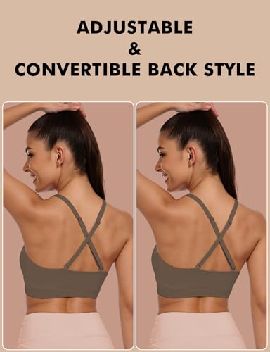 Image of Buauty Sports Bra for Women, U Neck Adjustable Spaghetti Strap Workout Bra with Removable Cups for Yoga Pilates Gym