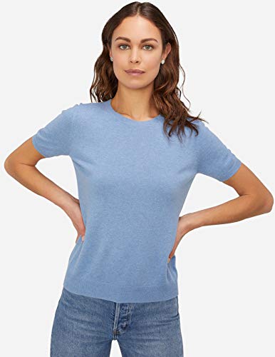 State Cashmere Women’s Essential Short Sleeve Crewneck Sweater 100% Pure Cashmere Classic Tee Pullover4