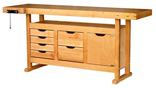 Outifrance 0013117 Etabli en Bois avec caisson à 6 tiroirs/porte 1,75 m