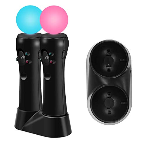 SEESEE.U Dual Charger Dock für Playstation Move Controller, USB-Ladestation Kompatibel mit PS3 / PS4 VR Motion Controller - Schwarz