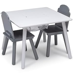 Delta Children Finn Table and Chair Set with Storage WhiteGrey