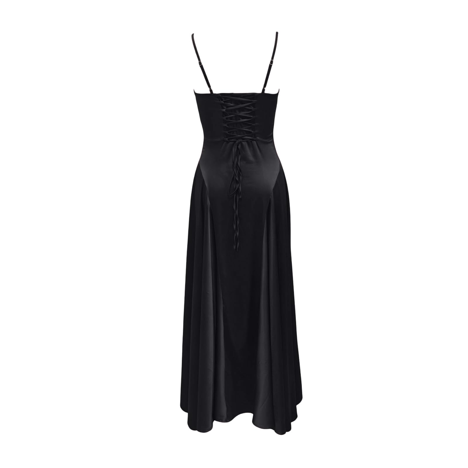 Robe de Cérémonie Femme Longue Chic Robe Cocktail Dentelle Dos Col V Taille Haute Ajustee Fendue DX Invitee Mariage Demoiselle d Honneur Gala