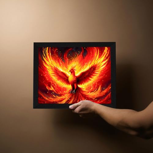 Image of ArtX Paper Phoenix Bird Picture As Per Vastu, Big Size Wall Art, Rising Phoenix Painting, Wall Decor, Multicolor, Nature, 10.0 X 13.0 inch, Set of 1