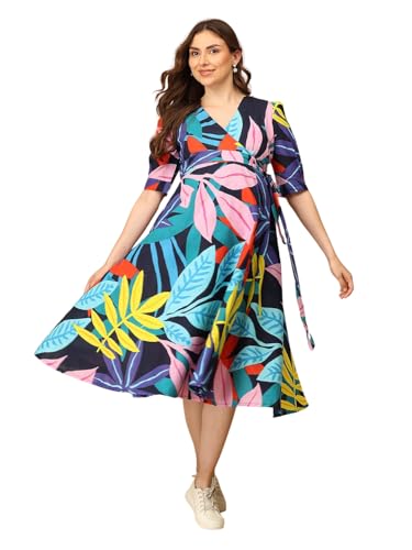Image of The Mom Store Maternity and Nursing Wrap Dress for New Mom | Pre and Post Pregnancy Wear for Womens | Trendy Stylish Printed Friendly Dresses for Women | Comfortable