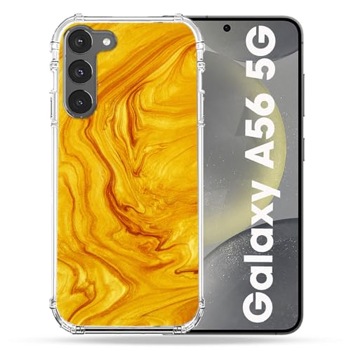 Coque Samsung Galaxy A56 5G Cokitec antichoc avec design élégant texture marbre jaune