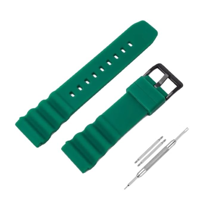 Image of Lineon 22mm Silicone Soft Watch Strap Compatible With CASIO DURO MDV106, MDV-10 with Tool and Pins