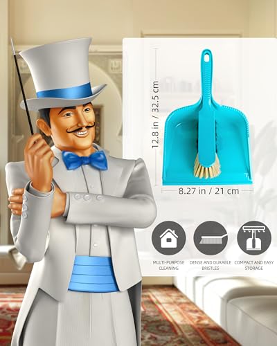 Image of MR.SIGA Dustpan and Brush Set, Pack of 2 Set, Blue & Grey