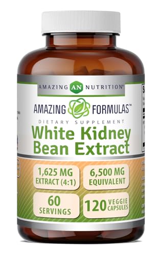 Amazing Formulas White Kidney Bean Extract 1650 Mg 4:1 Extract | Vegetarian Capsules | Non-GMO | Gluten-Free | Made in USA (1 Pack | 120 Count)
