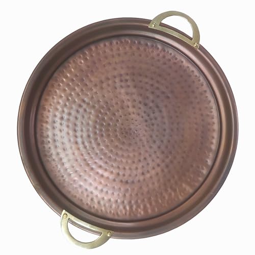 Aruma Traditional Design Hammered Handmade Copper Serving Tray 14 Inch