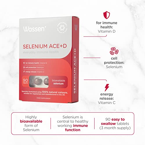 Wassen Selenium ACE+D Immune Health - 90 Tablets | Selenium and Zinc Supplements Contribute to Normal Function of Immune System | Vitamin C D and Zinc - Image 2