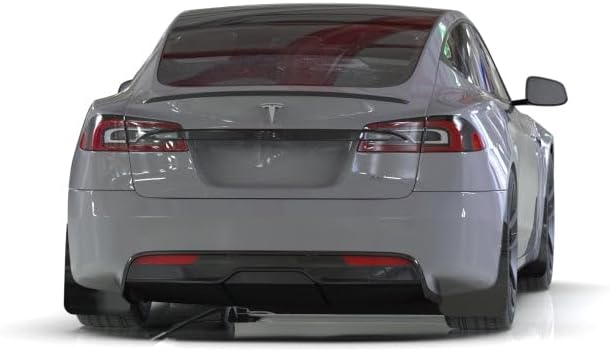 Rally Armor MF101-UR-BLK-RD Compatible with 21-23 Tesla Model S/S Plaid Black UR Mud Flap w/Red Logo