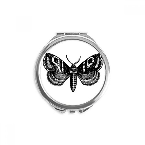 Miroir rond maquillage de poche portable papillon noir petit miroir main multicolore