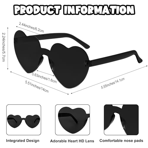 12 Pack Heart Sunglasses for Women Transparent Heart Glasses for Bachelorette Birthday Party Favor Gifts2