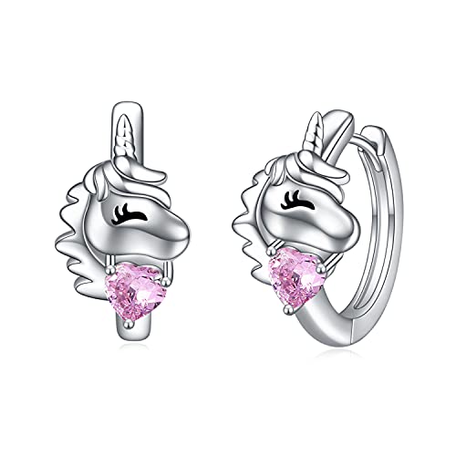 VONALA Einhorn Creolen Ohrringe 925 Sterling Silber Mädchen Ohrringe Schmuck Geburtstags Geschenk für Kinder VONALA Einhorn Creolen Ohrringe 925 Sterling Silber Mädchen Ohrringe Schmuck Geburtstags Geschenk für Kinder
