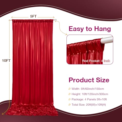 Image of 20x10 ft Wrinkle Free Red Sequin Backdrop Curtain for Parties-Thick Not Fall-Off Glitter Backdrop Drapes-2 Panels 5x10ft Shimmer Photo Back Drop Cloth for Wedding Birthday Photography Background