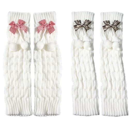 Image of Kawaii Leg Warmers with Bows, Ribbed Knitted Streetwear