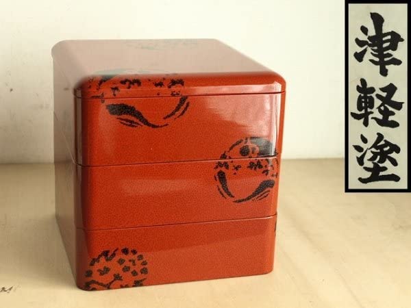 Amazon.co.jp: 津軽 七々子塗3段重箱 お重 ななこ塗 青森 津軽 漆器 漆 