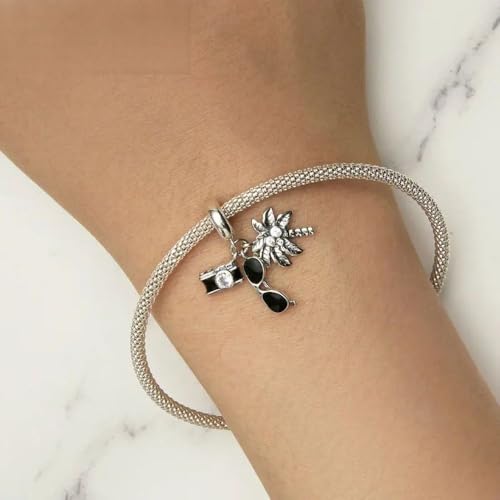 Charms de plata 925 para pulseras con diseño de cámara de viaje y vacaciones 4
