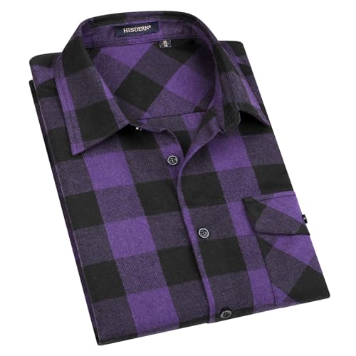 HISDERN Flannel Shirt for Men Casual Mens Flannel Shirts Long Sleeve Plaid Button Down Shirt Regular Fit Fall Winter