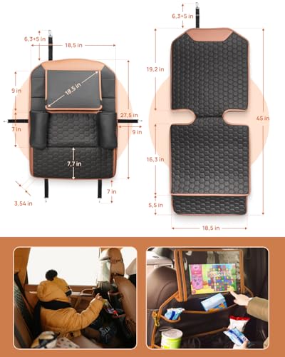 Image of Owleys Set Seat Back Organizer & Car Seat Protector Hexy Waterproof & Non-Slip Protector for Child Car Cushion for Leather and Fabric Seats (Hexy Set 1)