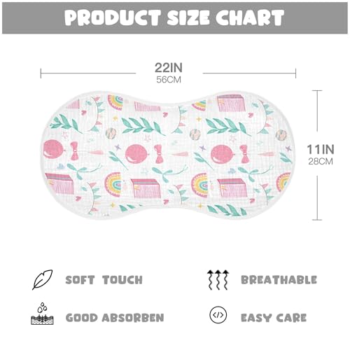 xigua Rainbows Muslin Baby Burp Cloths Set of 1, Super Soft & Absorbent Burping Rags, Cotton Burp Clothes Shower Gift for Newborn, Baby Girls and Boys4