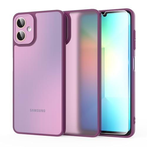 Los 8 mejores móviles por menos de 100 euros en 2025 35 MIKULLE Funda para Samsung Galaxy A06 4G con Cristal Templado, Parte Trasera en PC Mate y Translúcido, Bordes Flexibles de TPU y Protección Lente Cámara Case - Rojo