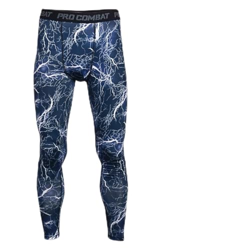 BeneU Mens Camouflage Sports Running Basketball Compression Tight Leggings Pants(Style:Flash Blue Size:S)
