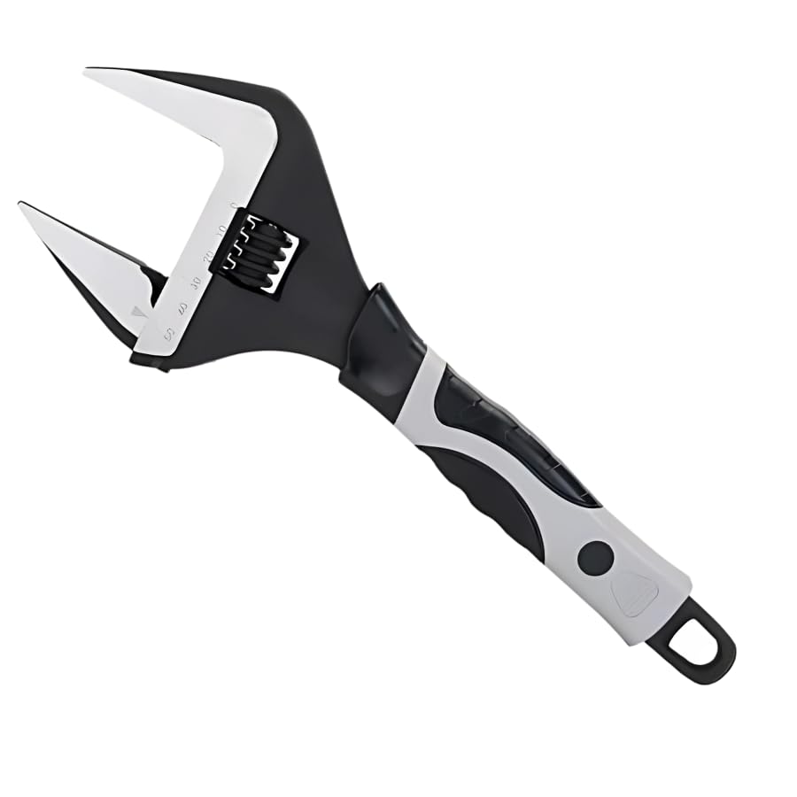 SDFIXINGS 4-Piece Adjustable Spanner Wrench Set – 6", 8", 10", 12" Extra-Wide Jaw Opening 34–60mm Black White Finish Heavy-Duty Alloy Steel Plumbing and Mechanical Hand Tools (12")