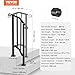 VEVOR Handrails for Outdoor Steps, 1 Step Stair Hand Rail Kit, Transitional Carbon Steel Railings with Installation Kit, Stair Rails for Seniors, Concrete Steps & Porch & Deck, Black Retro Arch