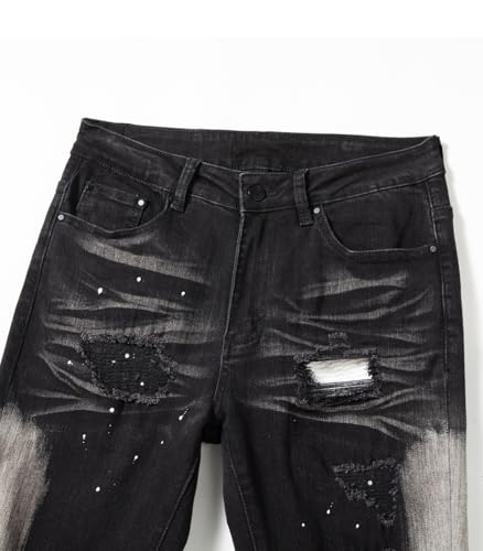 SHION7 Ripped & Repaired Jeans for Men, Skinny Fit Distressed Jean Pants, Men's Stylish Streetwear Stretch Denim Trousers3